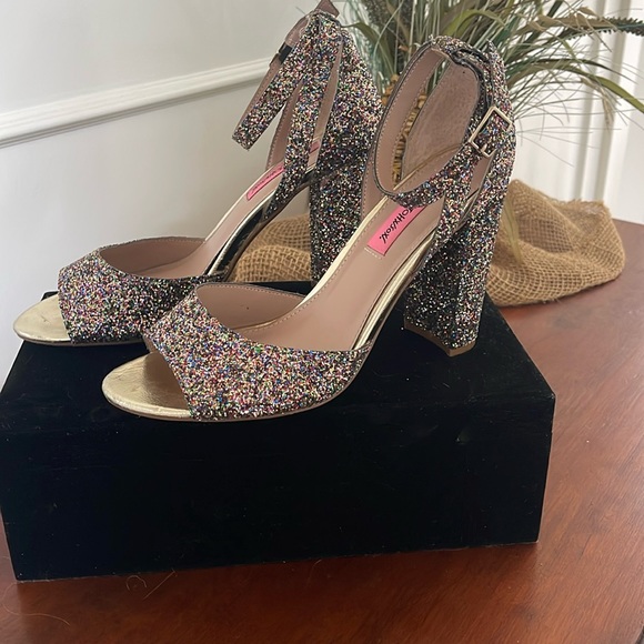 Betsey Johnson Shoes - Betsey Johnson Glissten Rainbow Heels Sandal size 8.5